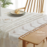 1 x RAW Customer Returns Pahajim Tablecloth White Tablecloth Linen Cotton Wipeable Tablecloth Modern Tassel Style for Outdoor, Garden, Restaurant Desktop Decoration White 140 x 260 cm  - RRP €35.99