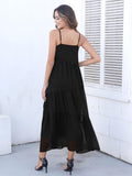 1 x RAW Customer Returns Missufe Beach Dress Summer Maxi Dress Chiffon Strap Dress Women s Casual Dress Sleeveless Spaghetti Straps Tiered Long Dresses Black, X-Large  - RRP €38.3