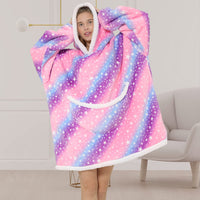 1 x RAW Customer Returns HANERDUN Bathrobe Women Men Blanket Winter Sofa Hoodies Large Size Bathrobe Fleece Blanket - RRP €33.96