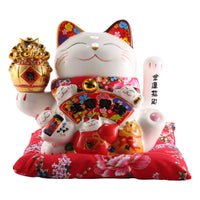 1 x RAW Customer Returns caapmony 7 Ceramic Waving Cat Maneki Ornament Feng Shui Decoration Swing Cat,B - RRP €29.64