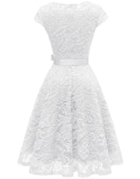 1 x RAW Customer Returns Berylove Short Floral Lace Bridesmaid Dress Cocktail Party BLP7006 White L - RRP €43.25