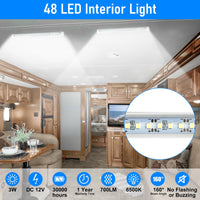 1 x RAW Customer Returns Linkstyle interior LED light bar 12V 48 LEDs interior light bar universal white LED light bar with switch for car truck motorhome RV cargo boat cabinet enclosed trailer 4PCS  - RRP €20.99