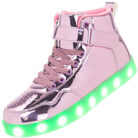 1 x RAW Customer Returns APTESOL Unisex LED Luminous Shoes High-Top Light Flashing Sneakers USB Charging Shoes for Women Men Pink, 41  - RRP €38.3