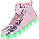 1 x RAW Customer Returns APTESOL Unisex LED Luminous Shoes High-Top Light Flashing Sneakers USB Charging Shoes for Men and Women Pink, 41  - RRP €38.3