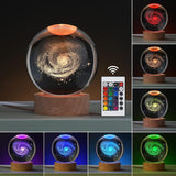 1 x RAW Customer Returns 3D Galaxy Crystal Ball Night Light 16 Colors Lamp 80mm Galaxy System Crystal Ball USB Ball Lamp Night Light with Wooden Base Snow Globe Glass Laser Engraving Gift for Women Children Friends Family - RRP €20.4