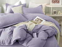 1 x RAW Customer Returns Menkala bed linen 220x240 purple plain colors pleasant violet duvet cover 3 pieces non-iron brushed renforc microfiber lilac reversible bed linen with zipper and 2 pillowcases 80x80 - RRP €32.56