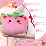 3 x Brand New MUFEIRUO Strawberry Cuddly Toy Cat, 30CM Strawberry Pink Cat Plush Toy Pillow, Kawaii Strawberry Cat Cuddly Toy Soft Stuffed Animal Cat Pillow Gifts For Children - RRP €51.42