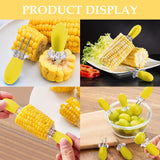 3 x Brand New Pack of 8 corn skewers, BBQ corn holder, stainless steel corn cob skewers, corn cob holder, corn picks for BBQ, fruit forks, kitchen tool, stainless steel corn holders yellow  - RRP €61.2