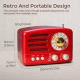 1 x RAW Customer Returns PRUNUS J-160 AM FM SW Retro Radio with Bluetooth, Nostalgia Radio Small with 1800mAh Rechargeable Battery, Small Radio Kitchen Radio, Transistor Radio Supports USB TF Aux Function. Red  - RRP €29.99