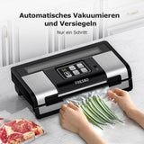 1 x RAW Customer Returns FRESKO vacuum sealer, suction capacity 15 liters min, automatic vacuum sealer for one-hand operation, for long-term operation, with cutter and 2 rolls of vacuum film V9  - RRP €129.99