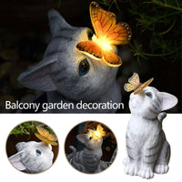 1 x RAW Customer Returns HIAME Garden Decoration Butterflies Decoration Solar Lamps for Outdoor Balcony Garden Decoration Courtyard Layout Cute Cat Top Butterfly Ornaments Resin Solar Lights Outdoor Creative Animals A  - RRP €39.31