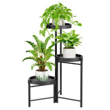 1 x RAW Customer Returns iDavosic.ly Metal Plant Stand with 3 Levels, Flower Rack, Multi-Tier Flower Stand with Legs for Corner, Living Room, Balcony, Terrace, Yard Black  - RRP €36.99