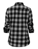 1 x Brand New Dioufond Women s Flannel Shirts Long Sleeves Women s Checked Shirt Black Flannel 2XL - RRP €22.61