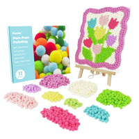 12 x Brand New Funto Tulip Pom Pom Painting Kit, 1100 Pom Poms, Canvas and Sturdy Easel for Home Decoration, Suitable for Kids and Adults for DIY Painting, Perfect Kit for Beginners - RRP €273.6