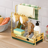 1 x RAW Customer Returns Hoypeyfiy Sink Organizer Kitchen Organizer with Dish Cloth Holder Sink Caddy Tidy Rack Organizer for Storage Kitchen Sink Accessories Sponge Scrub Brush Dish Cloth Gold  - RRP €22.18