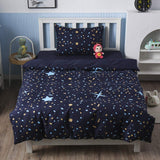 1 x RAW Customer Returns Kids Glow In The Dark Duvet Cover Blue Cartoon Stars Universe Bedding Set for Teens Boys Girls Toddler Bedspread Starry Sky Decor Bedspreads With Zipper, 135 x 200 - RRP €30.24