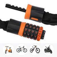 19 x Brand New Bicycle lock, combination lock bicycle, bicycle chain lock high security with 5-digit number code, anti-theft bicycle locks for bicycle, e-bike, motorcycle, door, fence, grill, 6 x 1200 mm, black - RRP €456.0