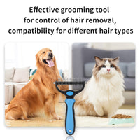 1 x Brand New Undercoat brush for long-haired cats, dog brush double-sided with fur comb, stainless steel for small to large dog brushes undercoat, effortlessly removes matting and knots blue  - RRP €10.07