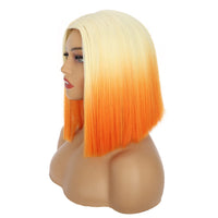 1 x RAW Customer Returns PORSMEER Blonde to Orange Bob Wig Short Straight Straight Synthetic Hair Cosplay Daily Party Wig for Women Girls Halloween Cosplay Party or Costume - RRP €23.11