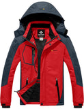 1 x RAW Customer Returns GEMYSE Men s Mountain Waterproof Ski Jacket Windproof Fleece Winter Coat with Hood Red Grey,L  - RRP €88.98