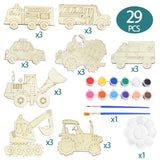 1 x RAW Customer Returns YeahBoom 29 piece car craft set kit, animal for painting, wooden animal crafts, animal wooden decoration, crafts with wood for children, animal wooden pieces, colored brush, glitter stickers, for DIY children  - RRP €13.1