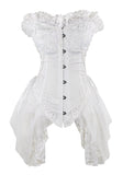 1 x RAW Customer Returns Charmian Women s Sexy Strapless Floral Embroidery Mesh Princess Gothic Vintage Bustier Corset with Lace Skirt White 5X-Large - RRP €78.0