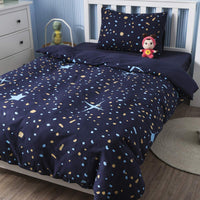 1 x RAW Customer Returns Kids Duvet Cover Glow in the Dark Blue Cartoon Stars Universe Bedding Set for Teen Boys Girls Toddler Quilt Cover Children Starry Sky No Sheet Single - RRP €32.94