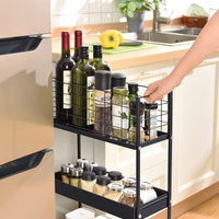 1 x RAW Customer Returns APEXCHASER kitchen trolley with 3 levels, narrow trolley niche shelf on wheels, space-saving kitchen shelf and bathroom shelf, all-purpose trolley for small confined spaces, kitchen, office bathroom, easy assembly - RRP €45.32