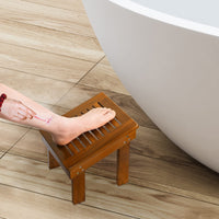 1 x RAW Customer Returns Utoplike Teak Shower Foot Stool for Shaving Legs, Stable Shower Foot Rest for Shaving in Shower, Wooden Shower Foot Step for Bathroom - RRP €42.06