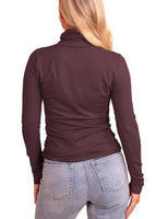 1 x RAW Customer Returns Florboom Women s Long Sleeve T-Shirt Soft Turtleneck Long Sleeve Solid Color B Wine L - RRP €24.0