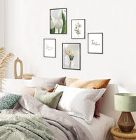 1 x RAW Customer Returns ANHUIB 5-piece modern poster set for the living room, pictures with flowers in the bedroom, canvas pictures for the living room, A3A4 poster with white flowers, picture set - RRP €20.4