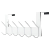 1 x RAW Customer Returns SKOLOO door coat rack for hanging - for doors up to 4.5 cm thick, stainless steel door hook rail with 6 hooks, door hook rail for coats, hats, towels, jackets, white - RRP €24.06