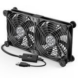 1 x RAW Customer Returns ELUTENG USB Fan 120mm 5V 2 in 1 with 3 Adjustable Speeds, Double USB Fan 120mm PC Fan USB Computer Fan with 8 Shock-Absorbing Feet for PS5 PS4 Laptop TV Box Router - RRP €23.99