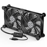 2 x RAW Customer Returns ELUTENG USB PC Fan 2 in 1 120mm 3 Speed Adjustable Mini Fan Double Row 5V Fan with 8 Shock-absorbing Feet 120mm Fan for PS5 PC TV Box Router Xbox PS4 - RRP €49.16