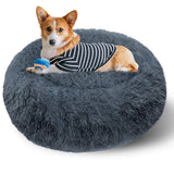 1 x RAW Customer Returns ETACCU Cat Bed Large Cats Fluffy - 60 cm Donut Cat Cushion Bed Washable, Plush Cat Bed Cat Basket Round Cuddly Bed, Dark Grey - RRP €18.53