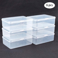 1 x RAW Customer Returns BENECREAT 6 Pack Rectangular Plastic Box 14.4x10.8x4.75cm Transparent Storage Box with Flip Lid for Small Items, Pills, Herbs, Beads - RRP €23.44