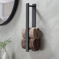 1 x RAW Customer Returns YIGII Black Towel Holder Without Drilling,Towel Holder Bathroom Wall 40CM,Tea Towel Holder Towel Rail Stainless Steel,Bathroom Accessories for Storage - RRP €15.12