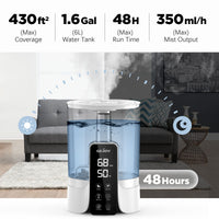 1 x RAW Customer Returns Sejoy 6L Humidifier for Bedroom Large Rooms and Baby, Ultrasonic Cool Mist Top Fill Desk Humidifier, Aroma Diffuser Night Light 360 Rotation Nozzles, Whisper Quiet, Auto Shut Off - RRP €39.34