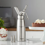 1 x RAW Customer Returns Runesol cream siphon stainless steel with 3 decorative nozzles, cream dispenser 500ml, whipped cream maker espuma bottle for desserts, cream spray bottle, cream dispenser, professional cream sprayer, Easter - RRP €69.99