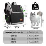 1 x RAW Customer Returns ZFSOCK Cat Dog Carrier Backpack Pets Small Dogs Cats Large 10 KG Foldable Breathable Carrying Bag with Interior Safety Strap for Hiking and Traveling - Black - RRP €44.24