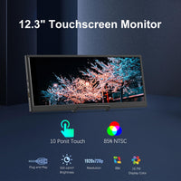 1 x RAW Customer Returns 12.3 Inch Portable Touch Screen Secondary Monitor, Mini HDMI, USBC, 1920 720 IPS Stretched Bar LCD Portable Travel Touch Screen for Laptop Computer Aida64 GPU CPU RAM Monitoring - RRP €121.0