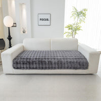 1 x RAW Customer Returns Soft Plush Sofa Cover Washable - New Non-Slip Sofa Cover 1 2 3 4 Seater Couch Cover for Sectional Sofa, Fluffy Faux Fur Sofa Seat Cushion Cover L Shape Furniture Protector Dark Gray, 90x240cm  - RRP €46.99