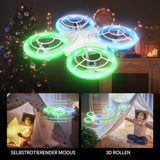 1 x RAW Customer Returns TOMZON Mini Drone for Kids, Blue and Green LED Lights, RC Quadcopter with 2 Batteries, Headless Mode, Throw Go 3D Flip Rotation Circular Flight for Beginners Kids - RRP €30.24