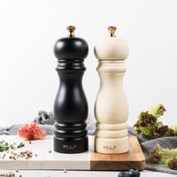 1 x RAW Customer Returns Bill.F Salt and Pepper Grinder Set, Wooden Pepper Mill, Set of 2 Manual Salt Pepper Shaker Grinder, Refillable, 7 Inch Black and Beige  - RRP €24.99