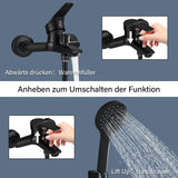 1 x RAW Customer Returns Bathtub faucet black bath faucet with hand shower 5 modes mixer tap bathtub set faucet bathtub with shower head and 1.5m hose for bathtub - RRP €53.45