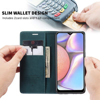 1 x Brand New JMstore case compatible with Samsung Galaxy A10S, leather flip protective case wallet cell phone case with credit card stand function blue  - RRP €21.6