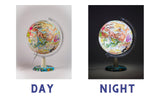 1 x Brand New EXERZ 30CM Illuminated Zodiac Globe - Illustrated Zodiac Region Map with Light-Up Function - English Map - Rotating Swivel Globe with LED, Cable Included. - RRP €43.12