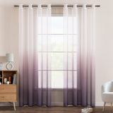 10 x Brand New EMEMA Sheer Curtains Gradient Eyelet Window Curtains Polyester Color Changing Voile Shade Half Sheer Decor for Living Room Bedroom Office Set of 2, 140X225CM Purple - RRP €221.8