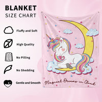 1 x Brand New PQCXXA Cuddly Blanket for Children Girls Unicorn Flannel Fleece Blanket Girls Fluffy Cuddly Blanket Unicorn Pink Cartoon Soft Flannel Blankets for Girls Gifts Rainbow, 130 x 150 cm  - RRP €20.4