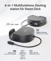 1 x RAW Customer Returns Syntech Mini Docking Station Compatible with Steam Deck Steam Deck OLED ROG Ally Legion Go, 6-in-1 Dock with HDMI 2.0 4K 60Hz, Gigabit Ethernet, USB 3.0, PD Charging Doc, Increased Stability Round Stand - RRP €39.98